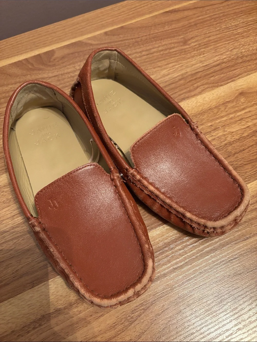 Janie and Jack Toddler Boy Brown Leather Driving Moccasin Loafers Size 2K